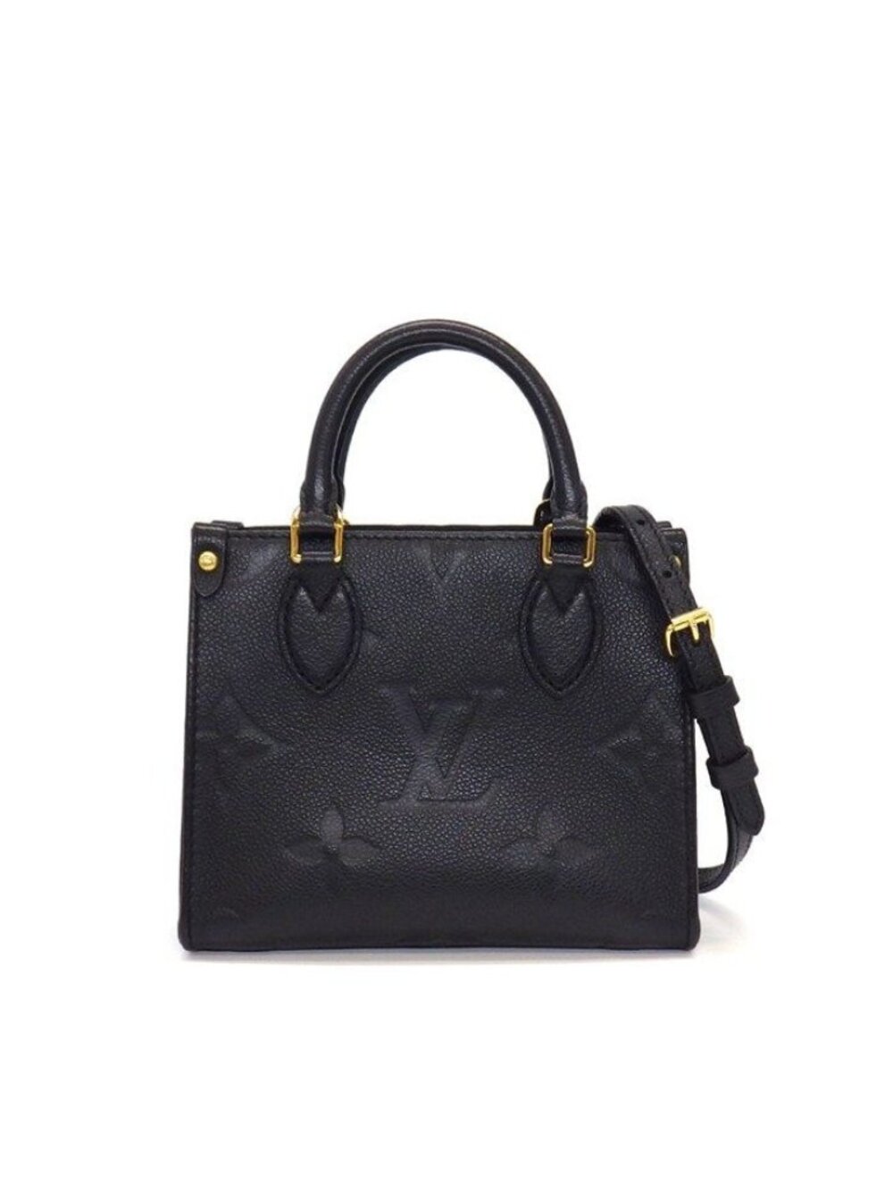 Louis Vuitton Handbag On The Go BB Black Monogram Empreinte Leather Gold